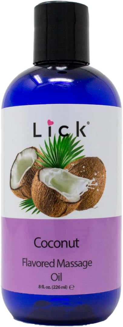 Lick Coconut Escape Massage Oil – Nourishing, Non-Sticky, Vegan, Perfect for Relaxation, 8 oz