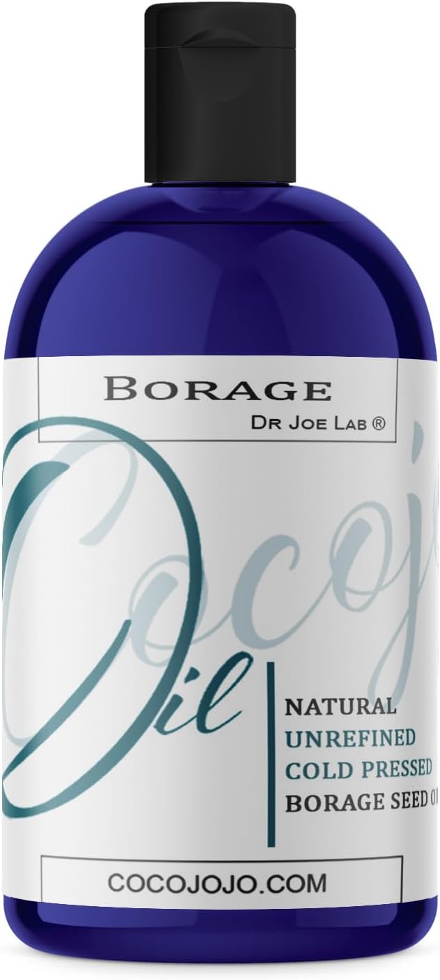 Dr Joe Lab Borage Seed Oil - 8 oz - Pure Cold Pressed Non-GMO Carrier Oil for Skin Hair Nails Body Beard Face High GLA - All Skin and Hair Types - Packaging May Vary