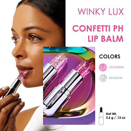 Winky Lux Rainbow Glitter Confetti Balm - Hydrating ph Lip Balm, Natural Pink Tint with pH Color Changing, Moisturize & Soften Lips While Leaving Sheer Pink Tint, with Vanilla Scent