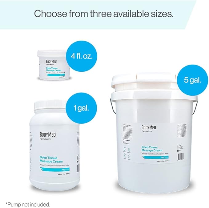 BodyMed Formulations Deep Tissue Massage Cream, 1 gal. – Fragrance-Free, All-Natural Lotion for Massage Therapy – Leaping Bunny Certified – with Arnica Extract & Jojoba – Non-Staining, & Paraben Free