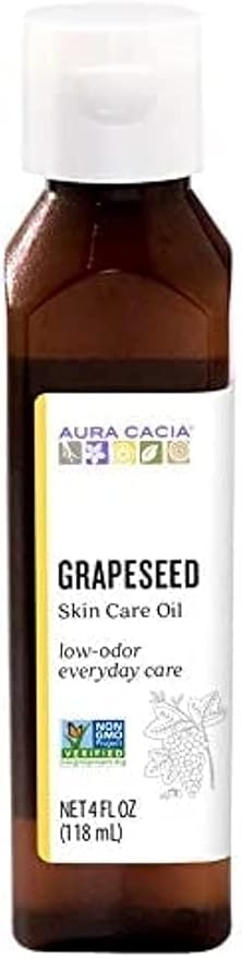 Aura Cacia Grapeseed Skin Care Oil | GC/MS Tested for Purity | 118ml (4 fl. oz.) (Pack of 2)