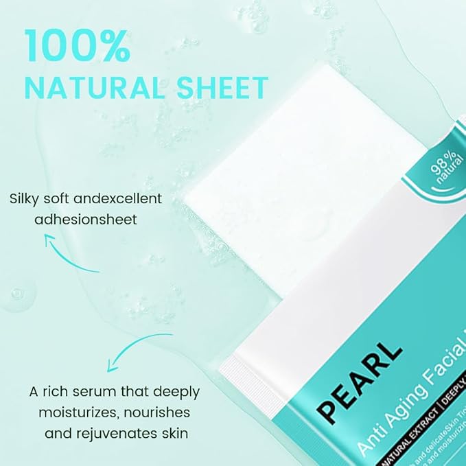 Pearl Face Masks Skincare,Facial Mask Skin Care Korean,Nourish,Deep Moisturizing,Atural Skin Care Spa Face Mask,Hydrating Smoothing Face Masks for Women Men,for All Skin Types 6 Pack