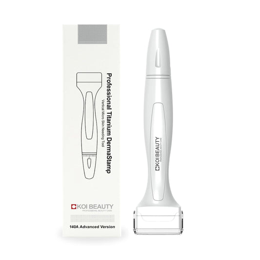 Titanium Microneedle Derma Roller - Stamp Alternative - Microneedling Micro Needle Skin Care Tool - Microneedling Roller for Men and Women - White