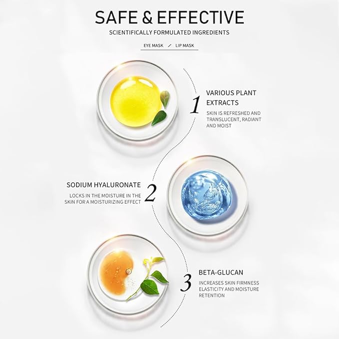 15 Pairs Eye Mask and 15 Pcs Lip Mask, Under Eye Patches and Lip Pads, Anti Aging Eye and Lip Mask, Collagen Crystal Mask Set.