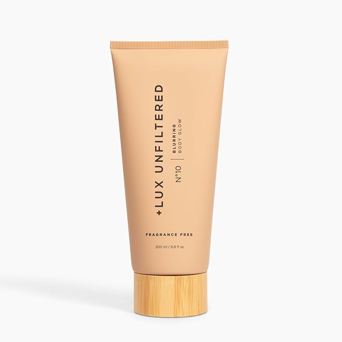 '+ Lux Unfiltered N°10 Blurring Body Glow Lotion - Instant Body Shimmer Lotion that Blurs Imperfections and Hydrates with Shea Butter, Squalane & Vitamin C - Vegan, Cruelty Free, Fragrance Free