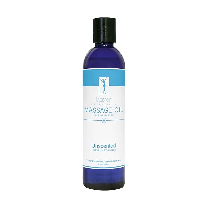 Master Massage Unscented Organic Massage Oil - 8 fl oz, Water-Soluble Blend, Skin-Nourishing Formula, Perfect for Massage Therapy and Home Use, Pack of 1