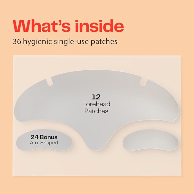 Morrow Beauty - Peptide-Infused Smoothing Forehead Wrinkle Patches - Overnight Patches for Smoothing Fine Lines and Wrinkles, Anti Aging Stickers for Forehead, Bonus Smile Line (36 Count)