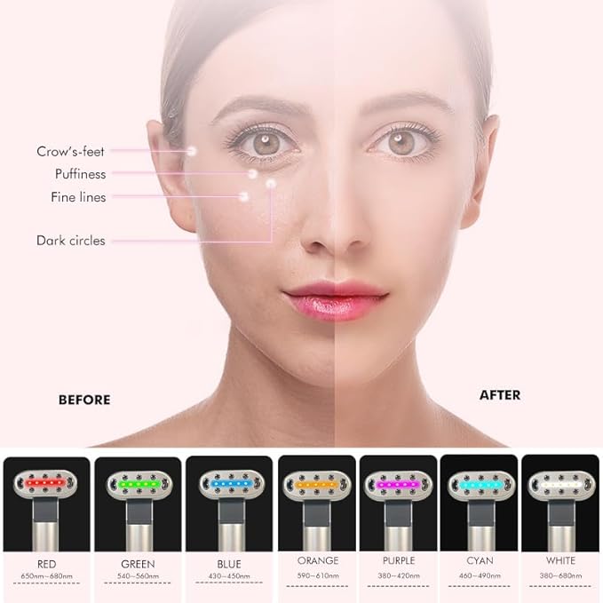 Radiant Renewal Skincare Wand, HD-15 Red-Light-Therapy- Face Wand for Face Eye Skincare Equipment with 7 Color, Facial Massager