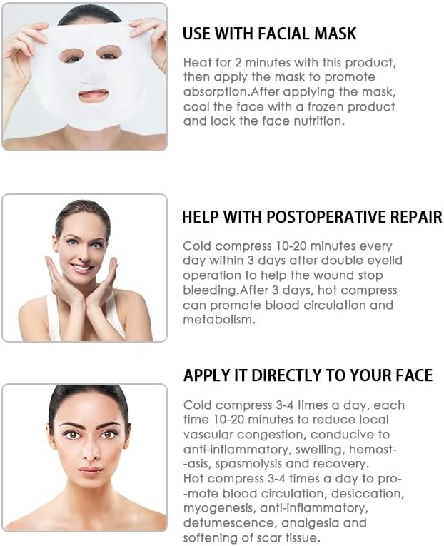 Ice Face Mask Reusable,Cold Hot Compress Gel Ice Facial Mask with Gel Beads,Face SPA for Woman Sleeping Reduce Eye Puffiness Face Puffiness Sleeping Travel (Blue)