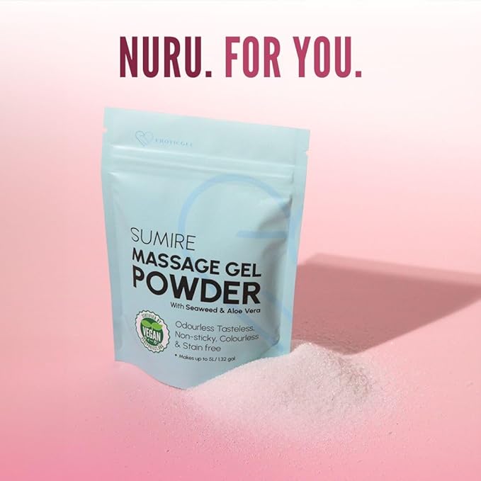 Japanese Nuru Massage Gel Powder 50g - Sumire Edition | Resealable Sachet | Nori Seaweed & Aloe Vera | Made in Japan | Slippery, Odorless, Tasteless, and Stain-Free | Makes Up to 1.32 Gallons of Gel