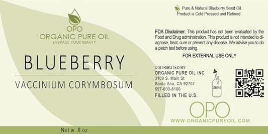Blueberry Seed Oil - Pure, Refined, Cold Pressed, Unscented, Deodorized, Filtered, Non-GMO Berry Carrier Oil for Skin, Hair, Nail, Body, Face Care - 8 oz - Hydrating, Moisturizing