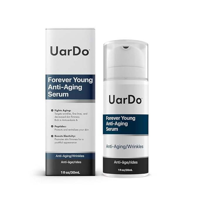 Uardo Forever Young Anti-Aging Serum 1 Fl Oz / 30 ml - usn103 | For Wrinkles, Fine Lines | Increases Skin Firmness | With Antioxidants & Peptides | For Women and Men