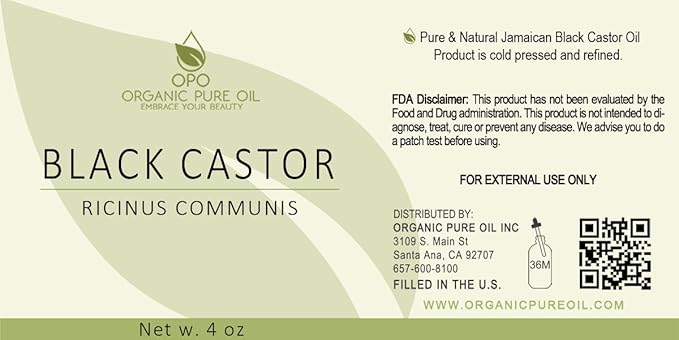 organic pure oil - Jamaican Black Castor Oil 4 oz Pure Natural Cold Pressed Refined Extra Virgin for Hair Stimulant Skin Moisturizer