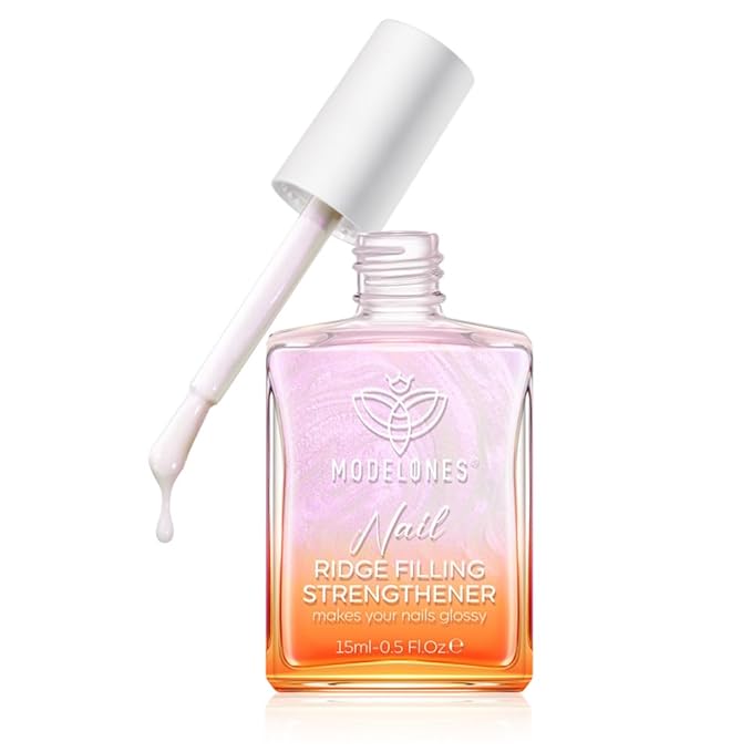 modelones Nail Strengthener Ridge Filler for Nails Repair Kits Pearl Pink White Nail Polish for Thin Weak & Damaged Nails Hardener for Nail Protection, Nail Care, 15ml