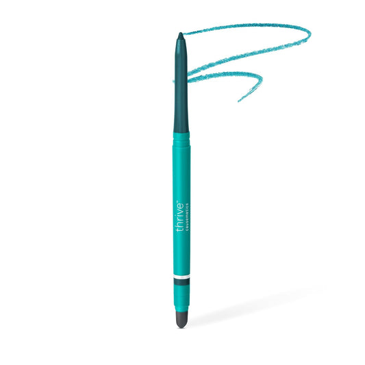 Thrive Causemetics Infinity Waterproof Eyeliner Pencil, Built In Sharpener & Smudge Tip, Long Lasting, Smudge Proof, Hyaluronic Acid & Shea Butter, Vegan & Cruelty Free, Jade (Teal Shimmer)