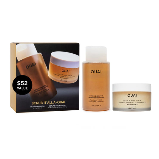 OUAI Scrub It All A-OUAI Hair Care Set - Clarifying Shampoo & Exfoliating Body Scrub Duo - Hair Care Kit with Detox Shampoo & Travel Size Body Scrub (2 Count)