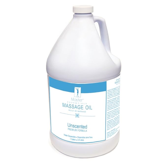 Master Massage Unscented Organic Massage Oil - Water-Soluble, Vitamin-Rich, Skin-Nourishing Formula, Ideal for Professionals and Home Use, 1-Gallon Bottle, Pack of 1