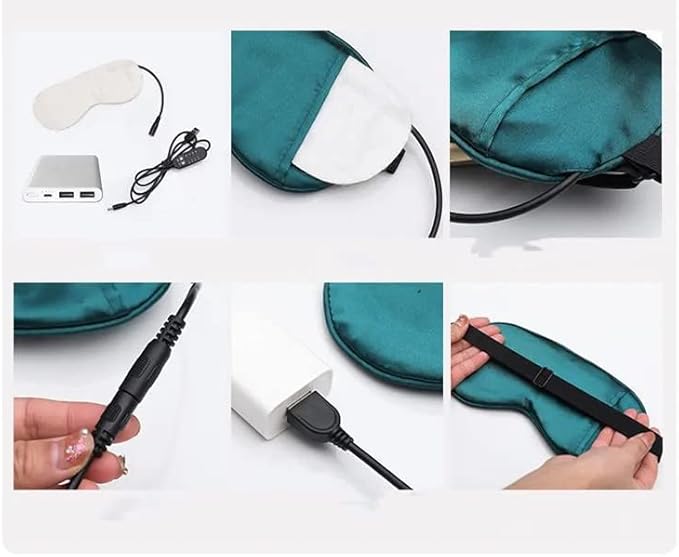 Heated Eye Mask, USB Eye Mask for Dry Eyes with Temperature & Timer Control, Warm Eye Compress Heating Pad for Sleep, Dry Eyes, Dark Circles, Puffy Eyes (Blackish Green)