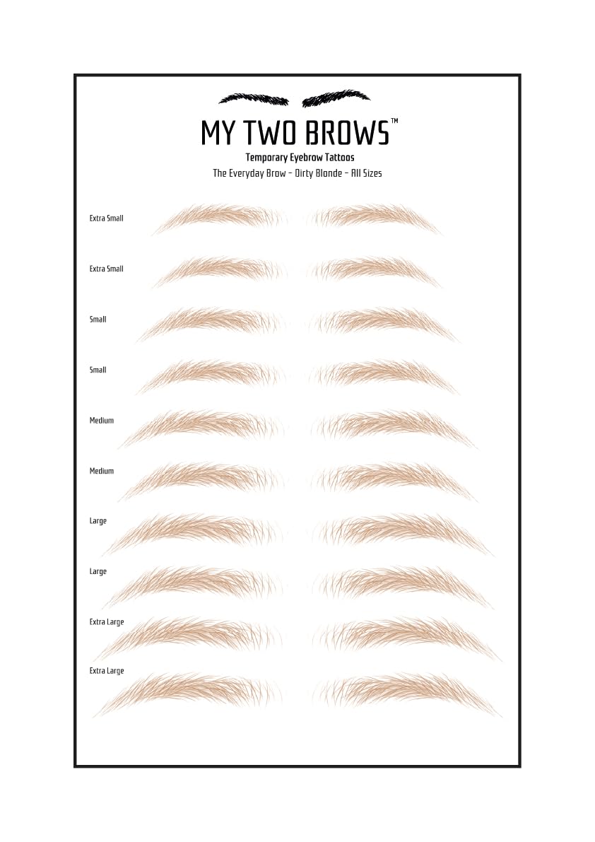 (10 pairs) Dirty Blonde Temporary Eyebrow Tattoo - Small Size - Waterproof & Smudgeproof - Everyday Brow Style Eyebrow Stickers - Sheet Lasts up to 30 Days - Won't Work on Existing Brows