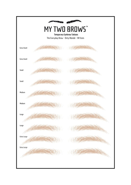 (10 pairs) Dirty Blonde Temporary Eyebrow Tattoo - Medium Size - Waterproof & Smudgeproof - Everyday Brow Style Eyebrow Stickers - Sheet Lasts up to 30 Days - Won't Work on Existing Brows