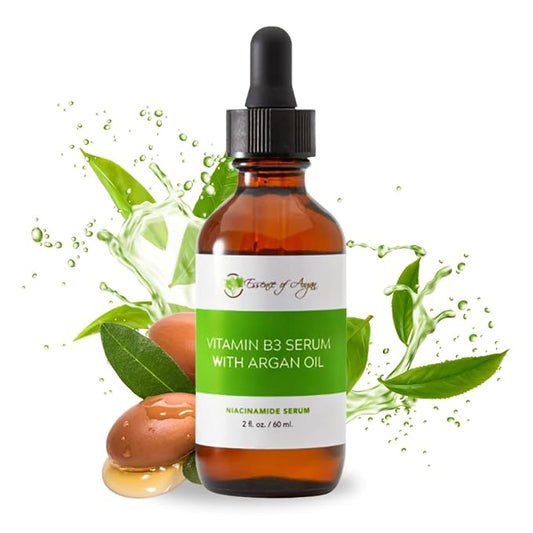 Essence of Argan B3 Vitamins Hyaluronic Acid Face Serum, Niacinamide Moisturizer for Face, Pore Serum Minimizer - 2 fl. Oz. Dropper Bottle