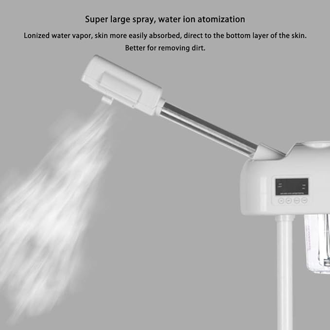 Professional Face Steamer, Hot Mist Spray, Facial Steamer with LCD Touch Screen for SPA & Home, Noise Free, White