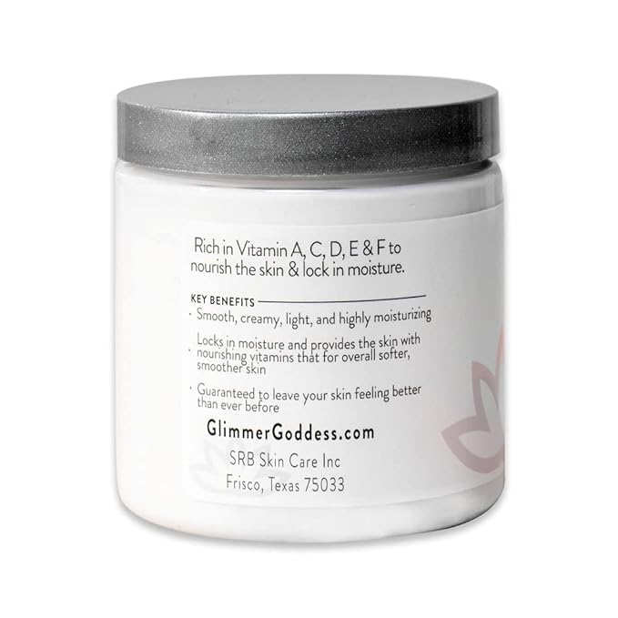 GLIMMER GODDESS Organic Whipped Body Butter- Peppermint Vanilla, Vegan, 24 Hr Hydration, Less Stretch Marks, All Skin Types, Child-Safe, Organic, 8 oz