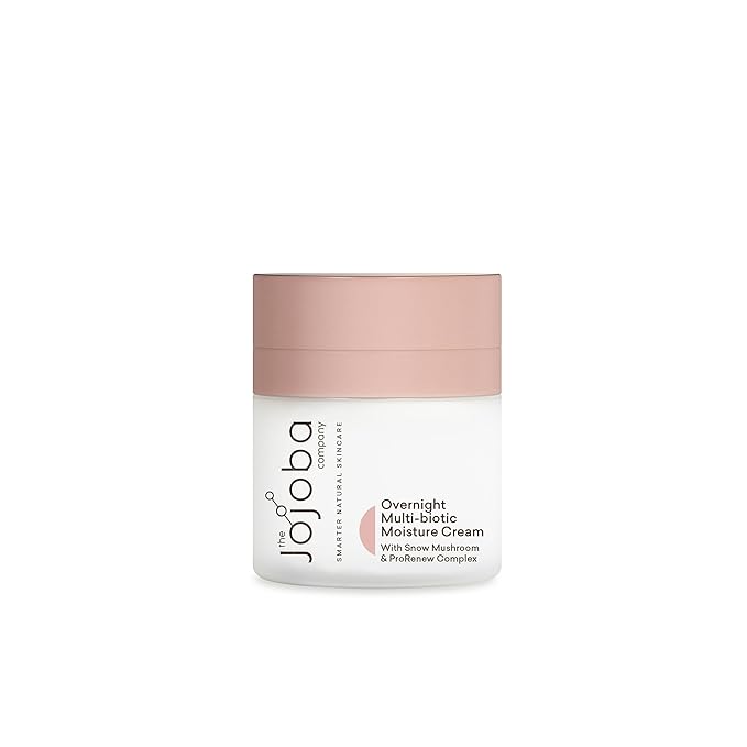 The Jojoba Company Overnight Multi-Biotic Moisture Cream with Snow Mushroom & ProRenew Complex – Hydrating Night Cream for Dry, Sensitive Skin – Nourishing, Lightweight
