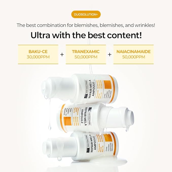 Repair Mela Ampoule - Tranexamic acid, Niacinamade, Bakuchiol, PDRN, Peptides, Hyaluronic