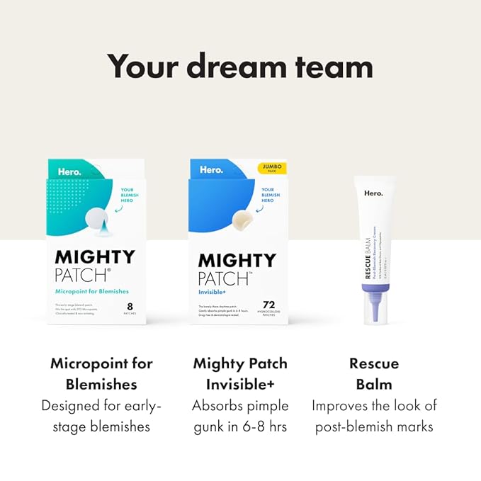 Mighty Patch™ Invisible+ Patch – The Barely-There Daytime Hydrocolloid Acne Pimple Patch for Covering Zits and Blemishes, Tapered Edges Designed to Blend Into Skin (72ct)