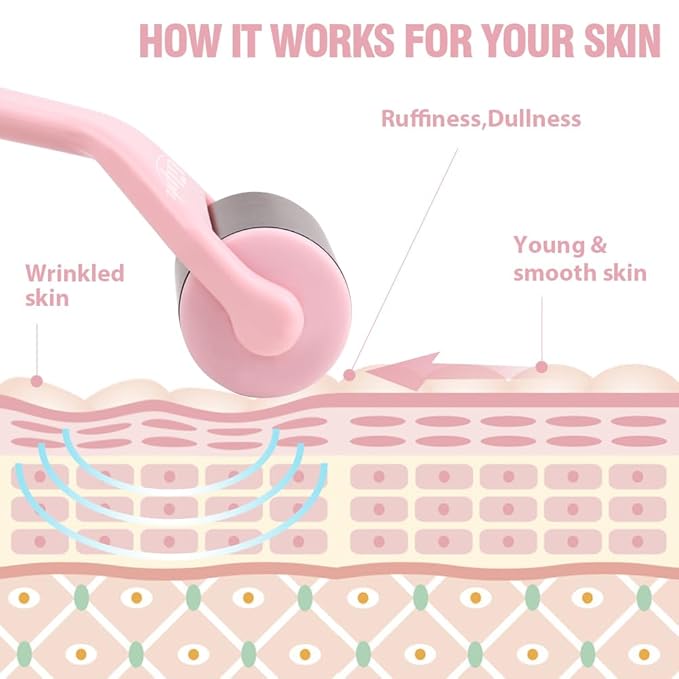 Hilph Ice Roller for Face Metal, Stainless Steel Ice Face Roller for Skin Care, Cold Facial Massager Roller for Puffiness, Eye Bags (Pink)