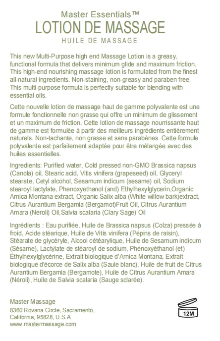 Master Massage Massage Lotion for Massage Therapy - 1 Gallon - 100% Natural, Unscented 1 Gallon, Pack of 4