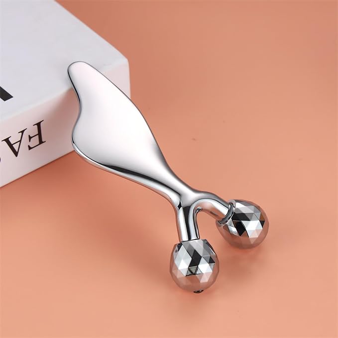 3D Metal Facial Roller Massager- Improves Complexion & Remove Eye Wrinkles, Face Massage Tool - Skin Tightening & Toning, Gua ShaTool-Tightens & Tones Skin Appearance.