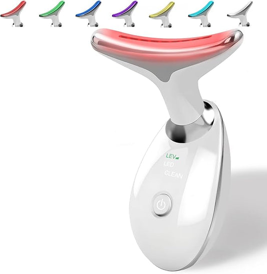 Red-Light-Therapy-for-Face and Neck, Facial Massager for Face and Neck, 7 Color Face Neck Massager for Skin Care, at-Home Face Tool for Skin Care
