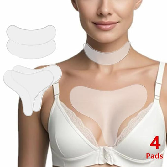 Neck wrinkle patches - chest & Neck wrinkle Treatment - silicone patches for wrinkle 4 pcs - Reusable Grade Anti-Ageing chest wrinkle Pad