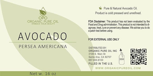 Avocado Oil - Pure, Unrefined, Partially Filtered, Non-GMO, Vegan, Bulk Carrier - 16 oz - for Skin, Hair, Nails, Body, Face, DIY, Deep Hydration, Nourishing, Moisturizing - Packaging May Vary