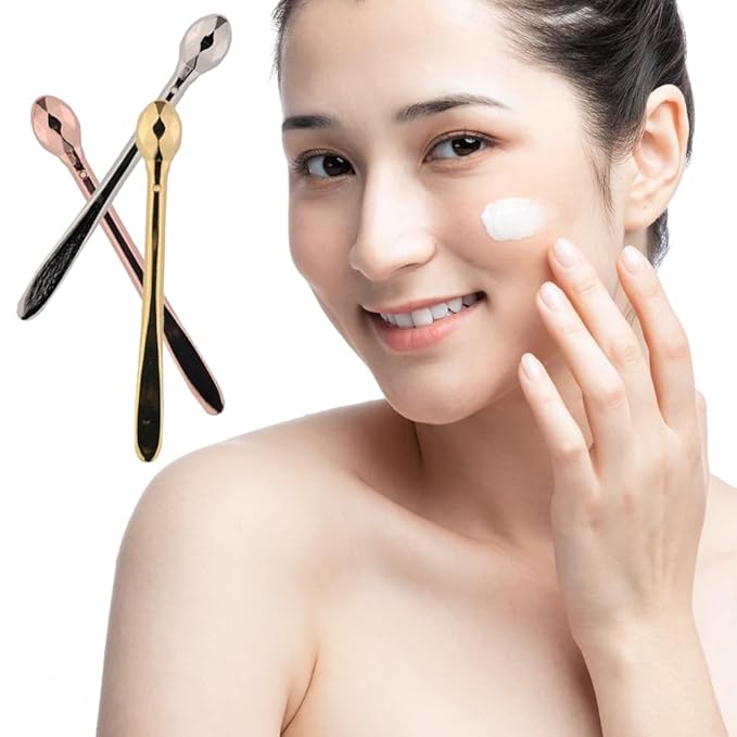 3 Pcs Eye Cream Applicator Wand Sticks Metal Eye Cream Spoon Cosmetics Spoon Applicators Anti-wrinkle Anti-aging Eye Massagers for Girls Women（gold，rose gold，silver）