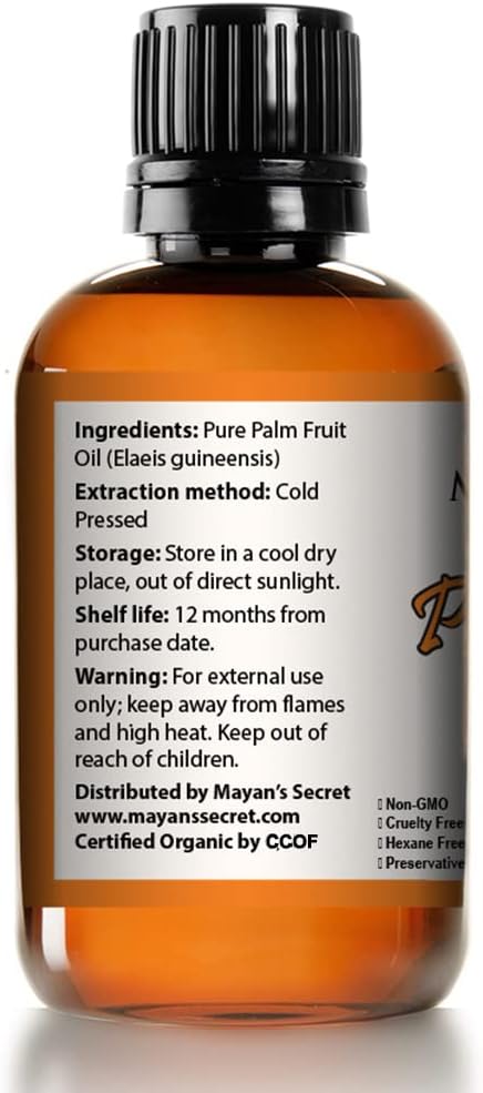 Mayan's Secret Pure Carrier and Essential oils for Skin Care, Hair, Body Moisturizer for Face-Anti Aging Skin Care (Palm Fruit Oil Organic, 4oz)