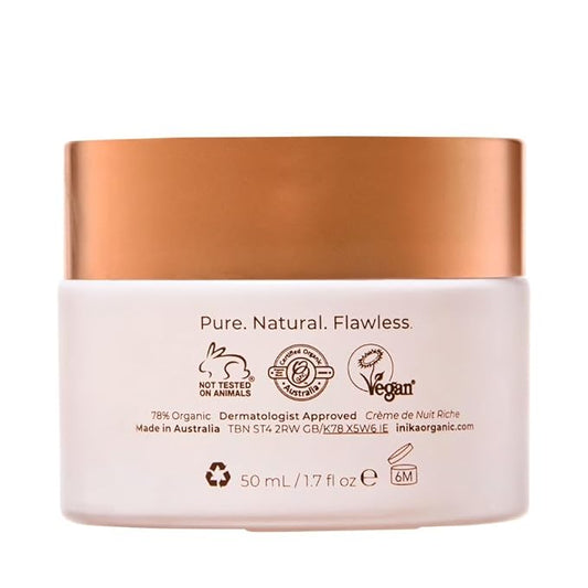 INIKA Organic Phytofuse Renew™ Rich Night Cream | Extra rich, nutritive night cream that deeply hydrates and rejuventates. Vegan and Organic Ingredients