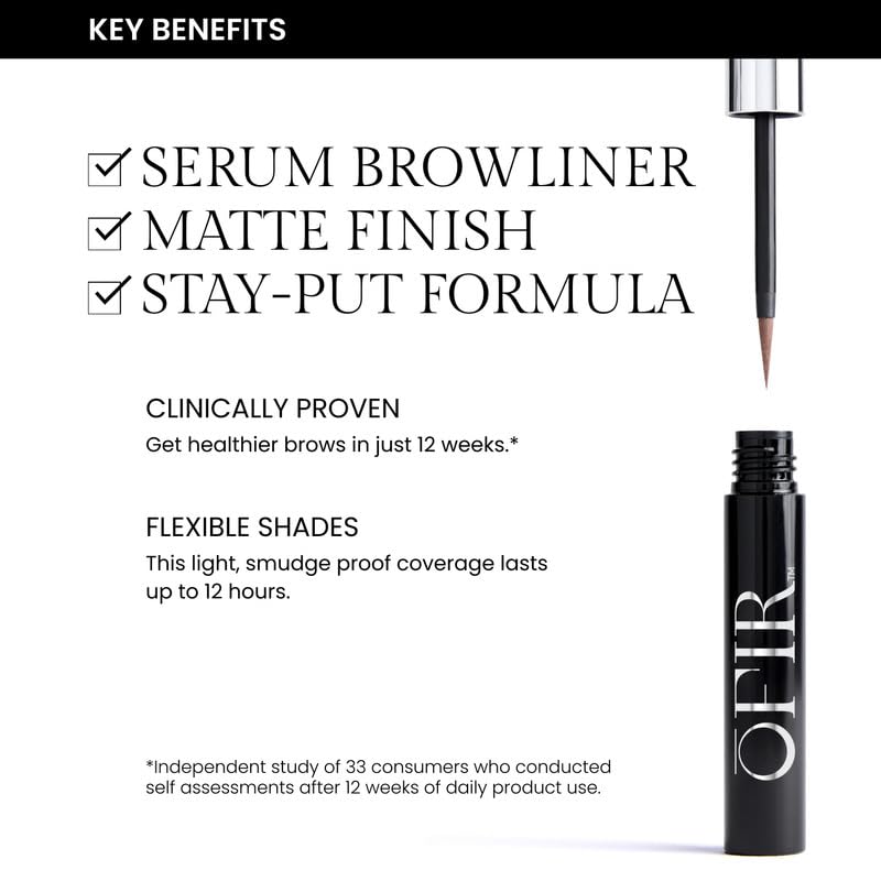 OFIR Brow Tonic Serum Browliner | Smudge-Proof Matte Finish | Hybrid Makeup & Skincare with Hyaluronic Acid & Plant Extracts | Strengthening | Cruelty-Free Brow Serum | Sumac - Cool Brown, 0.057 Oz