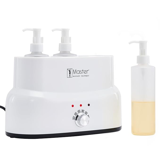 Master Massage 3-Bottles Massage Oil, Lotion, Cream Warmer Heater with Empty Bottles- Massage Cream Heating Device- Salon SPA Massage Body Therapy, White