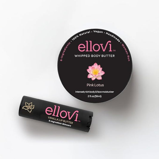 Beach Day Bundle | Vanilla Lip Butter & Pink Lotus Whipped Body Butter | All-Natural, Vegan Skincare for Sun-Kissed Hydration & Soft Skin | 6 Pure Ingredients