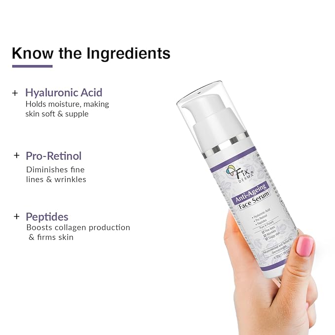 Fixderma Hyaluronic Acid Serum for Anti Ageing with Pro Retinol Serum for Face | Anti Ageing Serum for Fine Lines & Wrinkles | Face Serum for Men & Women | Face Serum for for all Skin Types - 30g