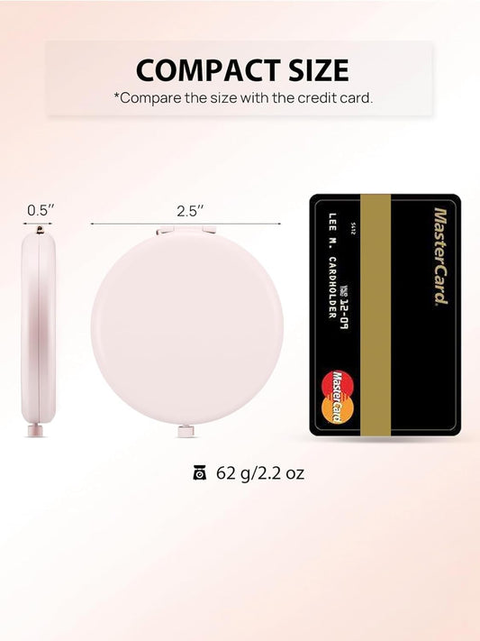 Compact Mirror for Purse, Pack of 24 Double-Sided 1X/2X Magnifying Round Metal Pocket Makeup Mirrors (Round, Pink Marshmallow)