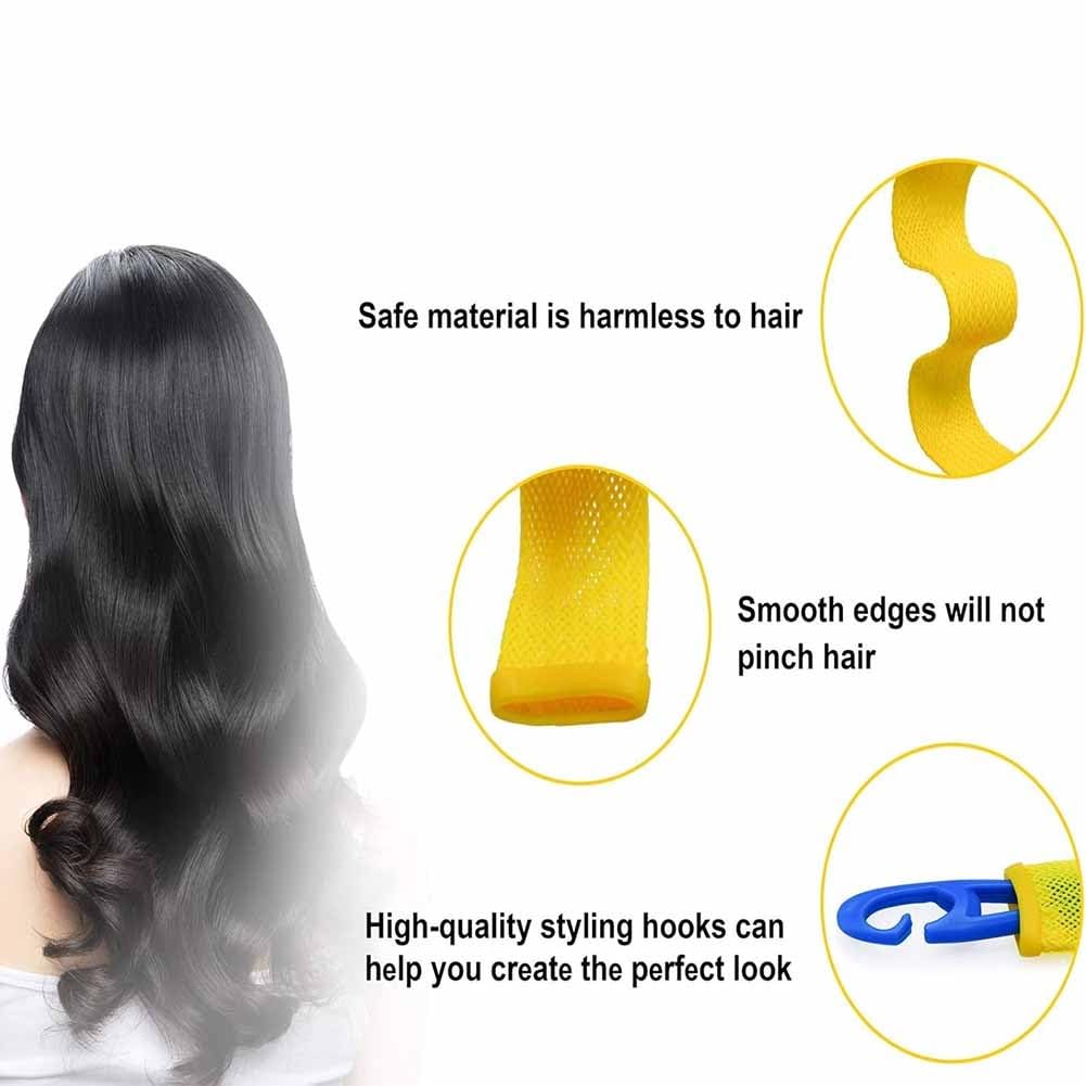 Heatless Hair Curling Set Magic No Heat Spiral Hair Curls Portable DIY Rollers Styling Kit Durable Beauty Makeup(10pcs*17.7in)