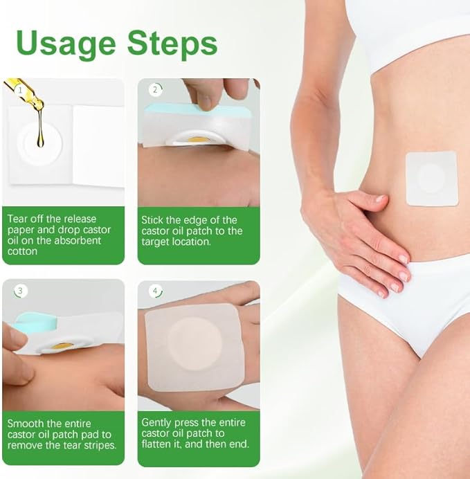 100 PCS Empty Disposable Castor Oil Patches, Upgraded Leak-Proof Self-Adhesive Castor Oil Belly Button Patch, Portable, Suitable for People of All Ages (Oil-Free)