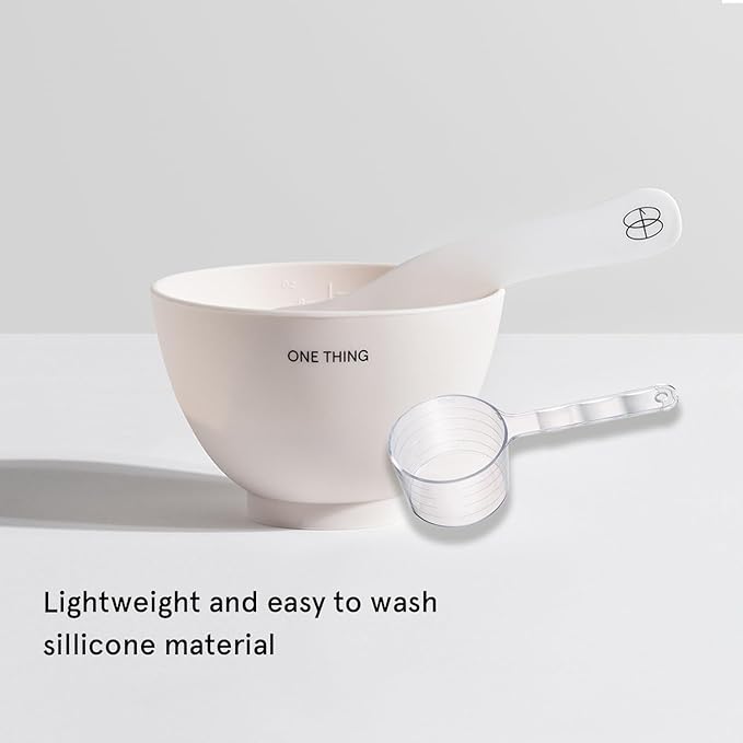 ONE THING Modeling Mask Silicone Mixing Bowl & Spatula & Measuring Cup Set 1 Count White | Facial Tool Kit for Modeling Clay Mud Peel Off Mask, Reusable Stick, Large Size Cup, Durable, Easy to Clean
