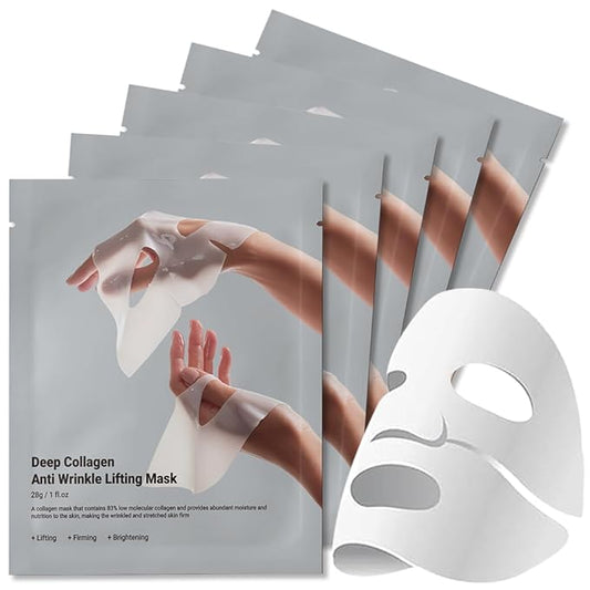 Rosemine Deep Collagen Anti-Wrinkle Lifting Overnight Mask Facial sheet masks with low molecular weight collagen for lifting, firming, and moisturizing 5 Packs