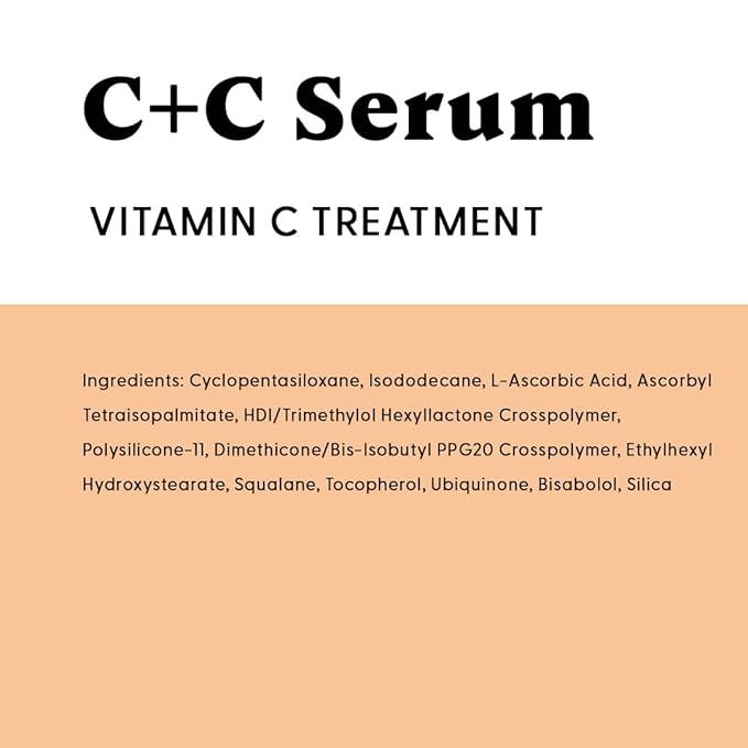 Stratia C+C Vitamin C Serum – 15% Potent Formula with 10% L-Ascorbic Acid for Bright, Even-Toned Skin - Non-Irritating, Water-Free Antioxidant Face Cream, 1 Fl Oz