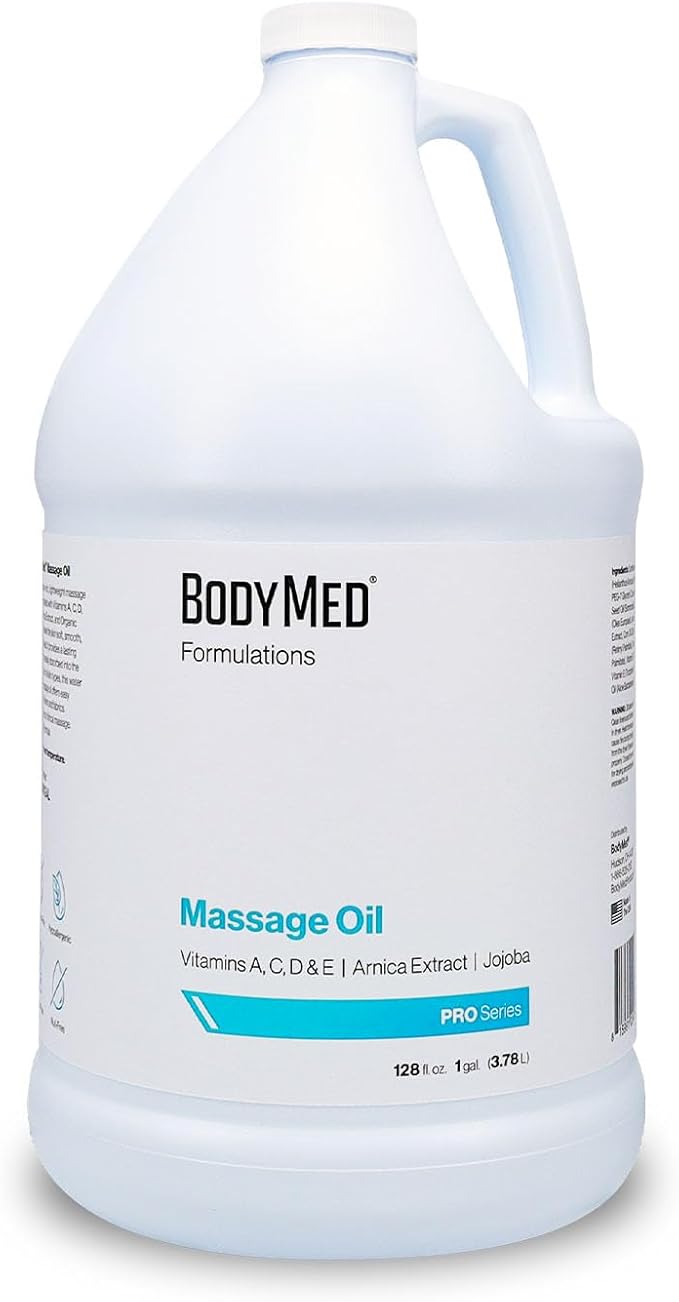 BodyMed Formulations Massage Oil, 1 gal. – Fragrance-Free, All-Natural Lotion for Massage Therapy – Leaping Bunny Certified – with Arnica Extract & Jojoba – Non-Staining, & Paraben Free